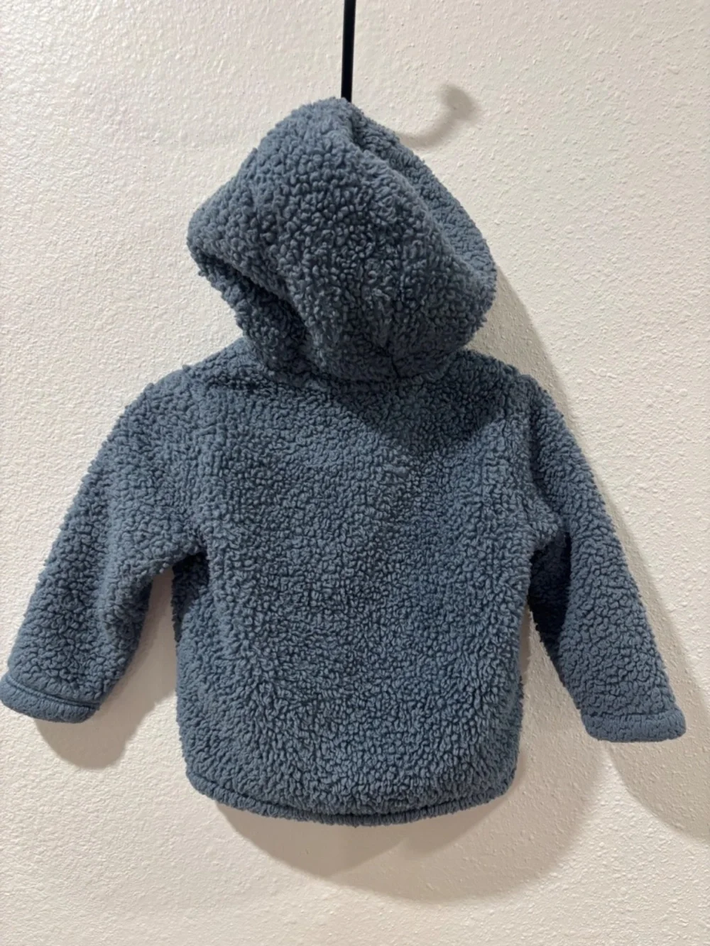 Hooded blue-gray Carter's sherpa fleece baby jacket featuring full front zipper